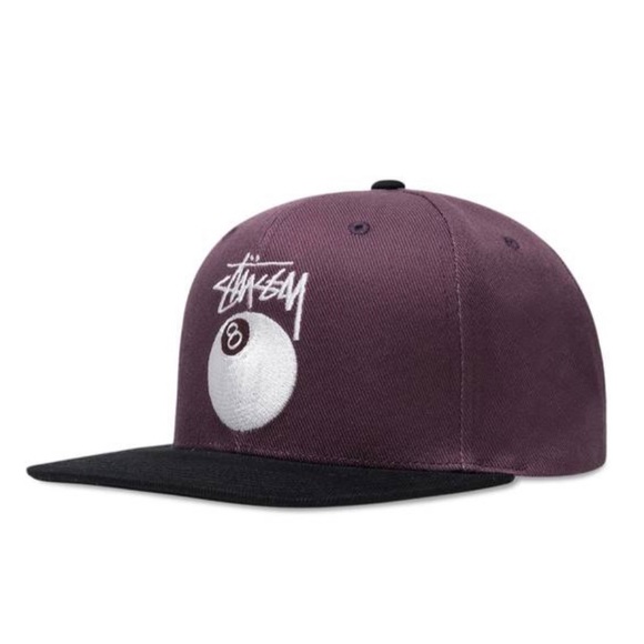 Stüssy Stock Twill 8 Ball Cap Buragndy - Picture 1 of 2